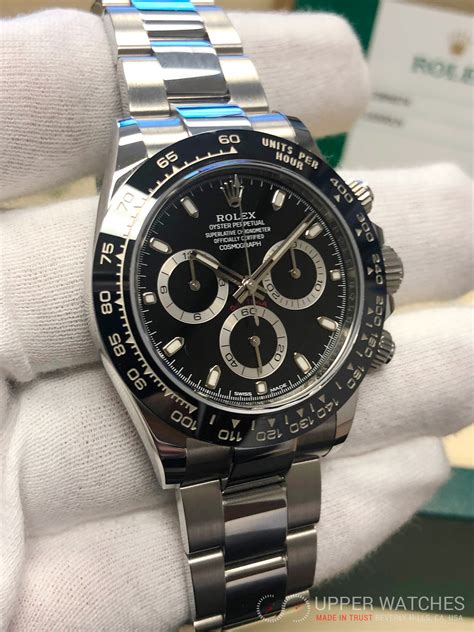 rolex daytona black dial stainless steel|rolex daytona for sale.